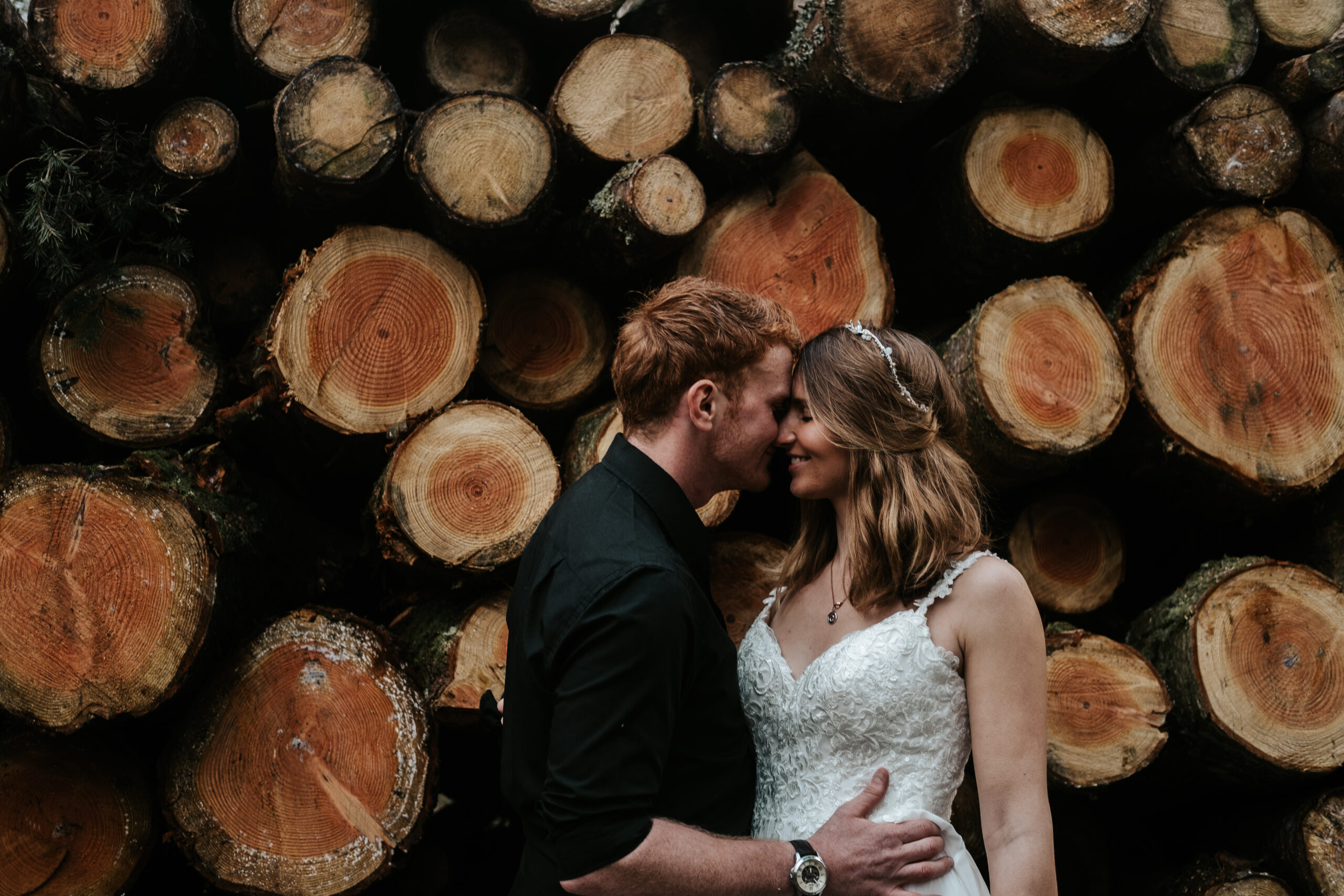 couple eloping in woods